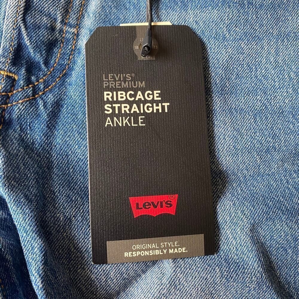 Levi's Ribcage Straight Ankle Jeans Blue 25x27 - Picture 2 of 12